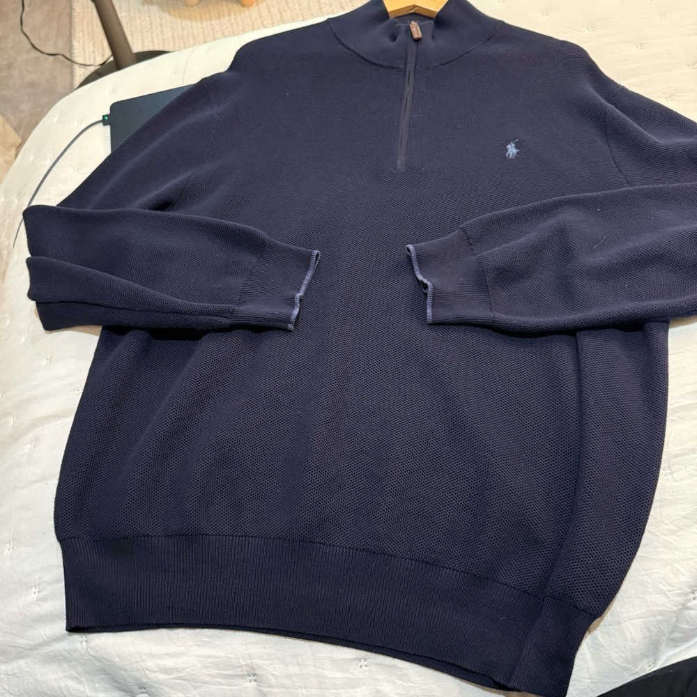 Polo Ralph Lauren Men’s Pima Cotton Navy 1/4 Zip Sweater Size Xxl